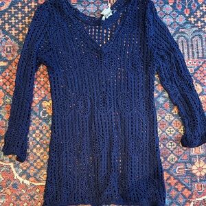 La Blanca Navy Crochet Swim Coverup